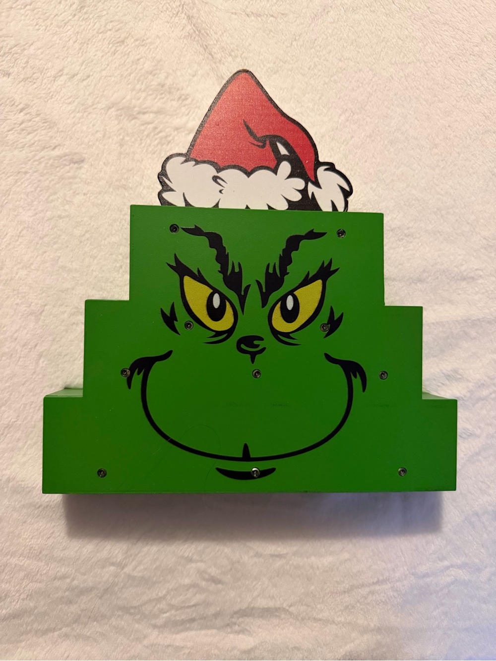 Grinch-themed Light Up Wooden Holiday Table Decor